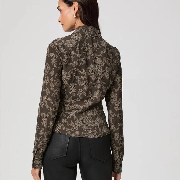 PAIGE Brown Floral Button-Down Shirt NWT - Picture 3 of 3